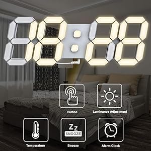 OTIPORTER Digital Led Clock Acryalic 3D Led Digital Wall Clock Digital Clock Wall Hanging AutoAdjustable Brightness at Night1224Hr AutoAdjustable Brightness Temperature Bedroom Pack of 1 - Image 3