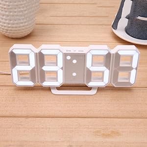 OTIPORTER Digital Led Clock Acryalic 3D Led Digital Wall Clock Digital Clock Wall Hanging AutoAdjustable Brightness at Night1224Hr AutoAdjustable Brightness Temperature Bedroom Pack of 1 - Image 1