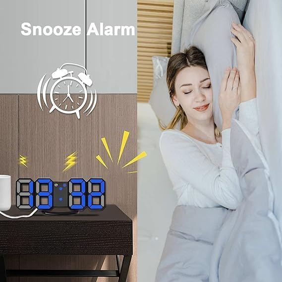 OTIPORTER Digital Led Clock Acryalic 3D Led Digital Wall Clock Digital Clock Wall Hanging AutoAdjustable Brightness at Night1224Hr AutoAdjustable Brightness Temperature Bedroom Pack of 1 - Image 5