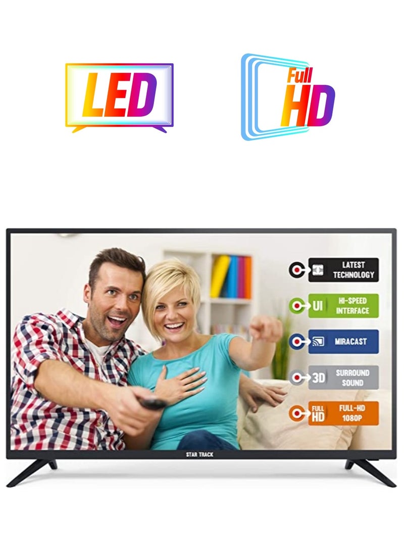STAR TRACK 43" Full HD LED TV | 1080p, Satellite Receiver, Bezel-Less, HDMI x3, USB x2, Surround Sound  - Image 1