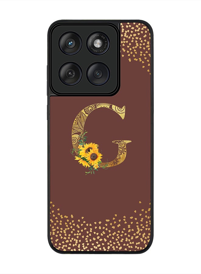 Stylizedd For Motorola MOTO Edge 60 Fusion/ Edge 60 Case,Slim fit Camera Protection, Shockproof Thin Phone cover  - Custom Floral Monogram - G  (Brown ) - Image 1