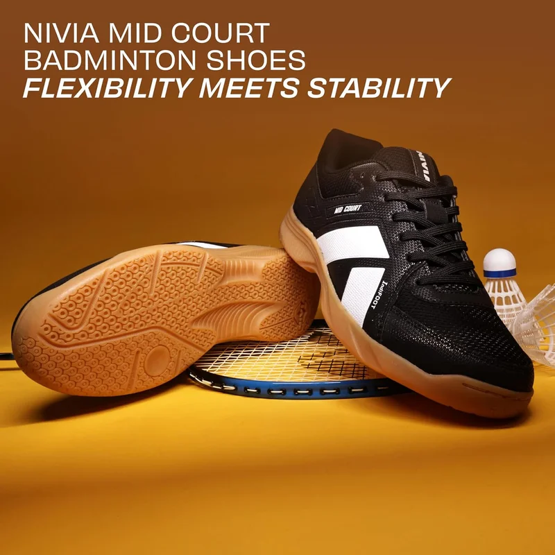 نيفيا Nivia Mid Court Badminton Shoes for Men with Flexipro Sole Technology and Dual-Layer Foam Cushioning