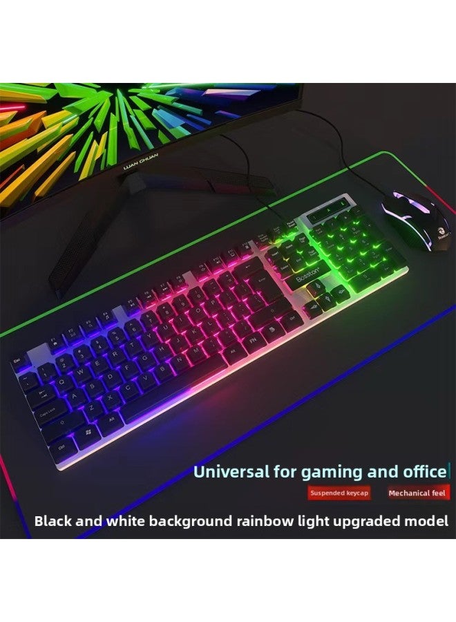 Real Mechanical Feel Keyboard Mouse Suit Wired E-sports Game Special Keyboard Mouse Desktop Computer Notebook External