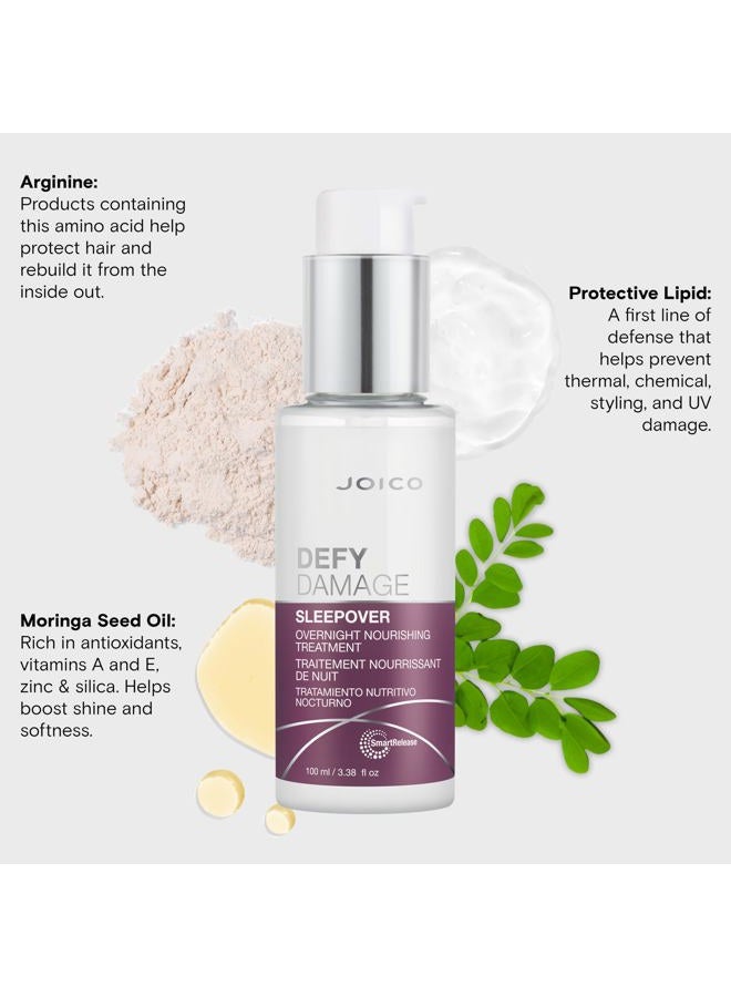 JOICO Defy Damage Sleepover Overnight Nourishing Treatment | Instantly Softens & Smooths | Strengthen Bonds | Reduce Breakage & Split Ends | No Rinse Formula | With Arginine & Keratin | 3.38 oz - Image 5