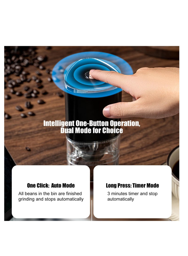 Excefore Electric Coffee Grinder Portable Mini Burr Coffee Bean Grinders with Adjustable Grind Size USB Rechargeable Simple Push Button Operation for Home Office or Travel 30g 155ML - Image 2
