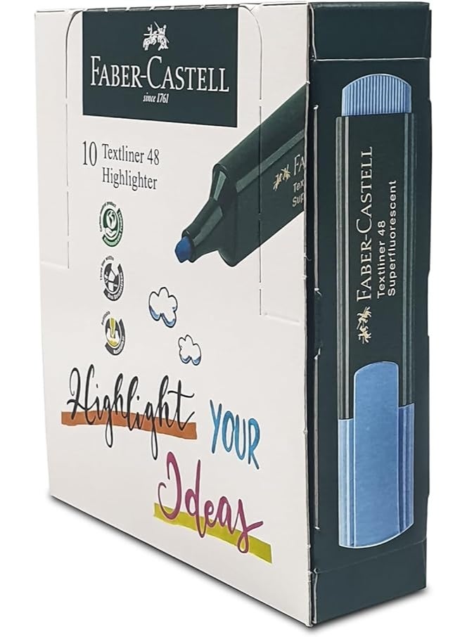 FABER-CASTELL TEXTLINER 48 HIGHLIGHTER BLUE - PACK OF 10 - Image 1