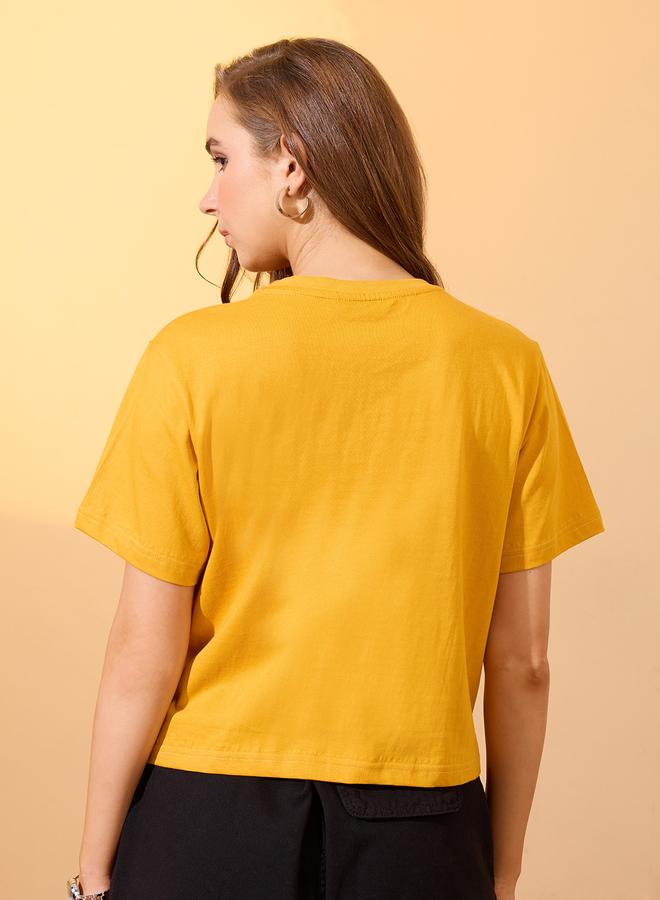 Globus Yellow Car Graphic Print Boxy Crop T-Shirt - Image 3