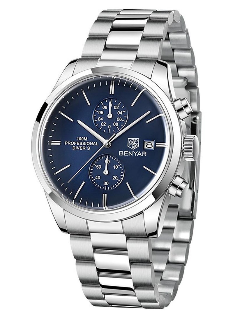BENYAR Watches for Men Luxury Men's Watches Stainless Steel Quartz Water Resistant Watches - Image 1