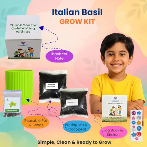 Utkarsh Italian Basil Seed Starter DIY Grow Kit for Gifting | Best Eco-Friendly Return Gift Ideas for Kids & Beginners | Easy to Grow it Yourself Gardening Set for Home & Kitchen Garden | Pack of 1 - Image 2