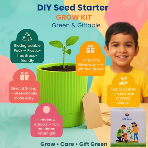 Utkarsh Italian Basil Seed Starter DIY Grow Kit for Gifting | Best Eco-Friendly Return Gift Ideas for Kids & Beginners | Easy to Grow it Yourself Gardening Set for Home & Kitchen Garden | Pack of 1 - Image 5
