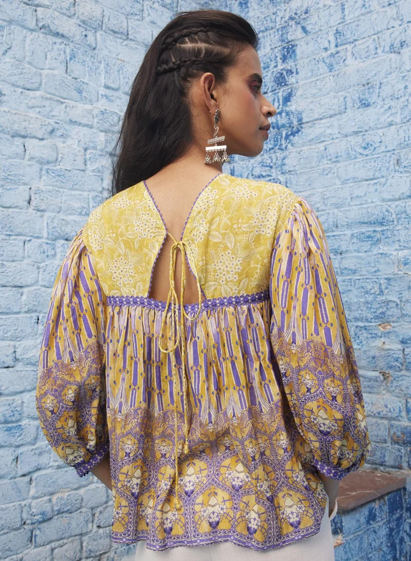 بهاني بواسطة جيوتي PARMASAN YELLOW & DEEP LILAC PURPLE TOP