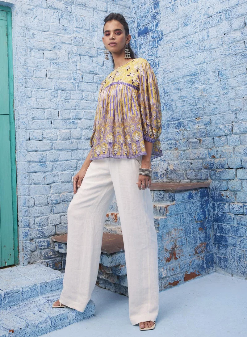 بهاني بواسطة جيوتي PARMASAN YELLOW & DEEP LILAC PURPLE TOP
