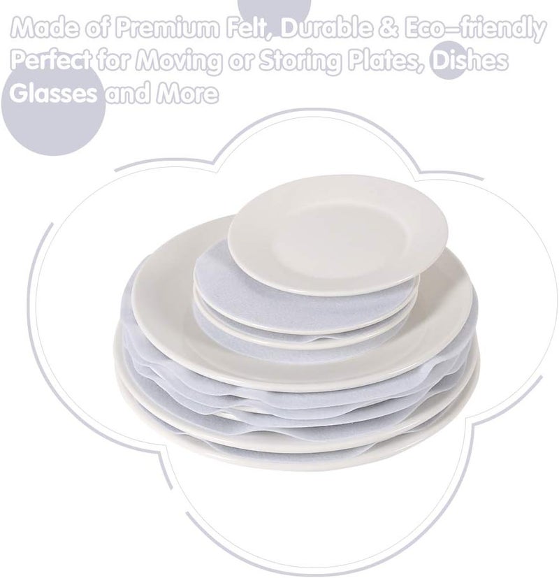 YQL Soft Felt Plate Protectors, Set of 30 and 2 Different Size, Plate Separators Pads China Storage Dividers Protectors Dish Protectors Pads for Protecting and Stacking Your Cookware - Image 4