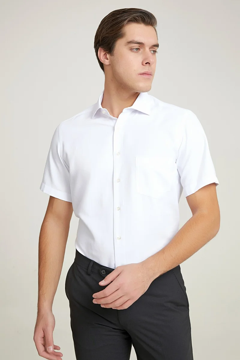 D'S DAMAT Slim Fit White Dobby Shirt