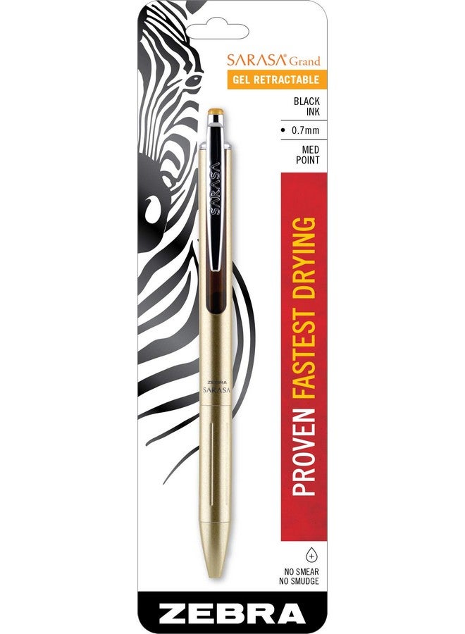 زيبرا بن قلم زيبرا ساراسا جراند، قلم حبر جل قابل للسحب، أسطوانة ذهبية، رأس متوسط، 0.7 مم، حبر أسود، عبوة واحدة (45511) - Image 1
