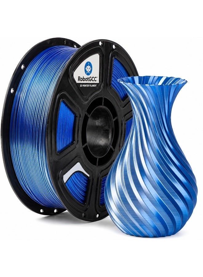 Silk PLA Blue Silver 1.75mm 3D Printer Filament 1KG Dual Color Silk PLA Filament Metallic Gradient PLA Filament Color Changing PLA Filament Smooth Glossy Finish PLA Material for FDM Printing High Quality PLA Filament Stable Extrusion Consistent Diameter Easy Printing PLA Compatible with Most 3D Printers Decorative Printing Filament for Models Sculptures Cosplay Engineering Prototyping DIY Projects Reliable Layer Adhesion Low Warping Premium Surface Finish Blue Silver PLA Filament High Precision Tolerance Strong Bonding Performance Professional 3D Printing Material Universal FDM Filament Spool Long Length High Strength PLA Filament
