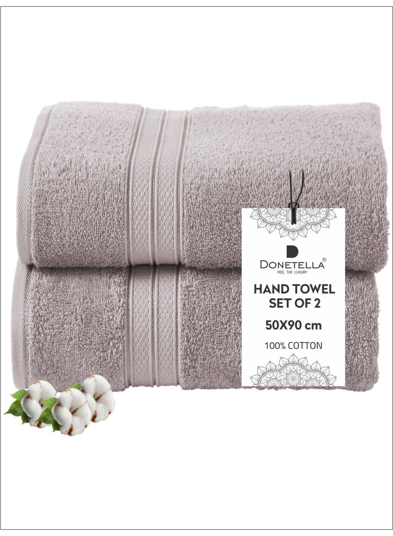 Donetella Premium 100 % Combed Cotton 2-Pcs Hand Towel Set (50 X 90 CM) 600 GSM Super Soft Hand Towel, Highly Absorbent, Quick Dry,Best Towel for Bathroom, Spa And Hotel. - Image 1