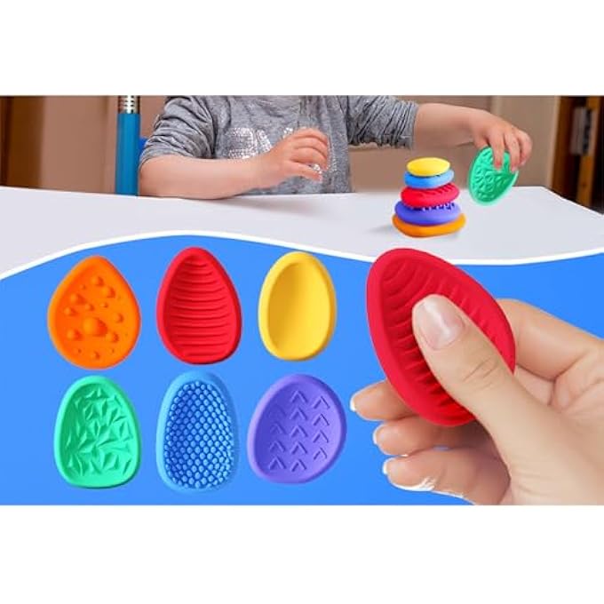 Nurnesy 6 Pack Soft Silicone Sensory Stones - Stress Relief Fingertip Toys for Kids - Ideal for Anxiety Relief and Creative Play - Image 5