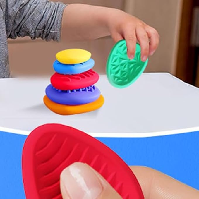 Nurnesy 6 Pack Soft Silicone Sensory Stones - Stress Relief Fingertip Toys for Kids - Ideal for Anxiety Relief and Creative Play - Image 4