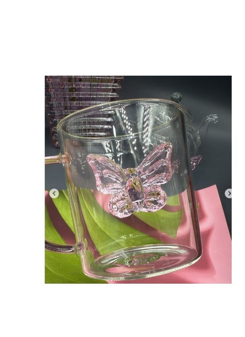 High Quality Glass Butterfly Cup Set - 2 Pieces