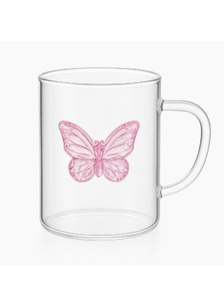 Clear glass cup printed with butterfly and handle suitable for coffee, tea, drinks, dessert, breakfast, milk, 2 pieces, borosilicate glass - pzsku/Z204396EAEA830B74DF84Z/45/1750241823/9e143f7f-70e7-437c-999e-891396726888
