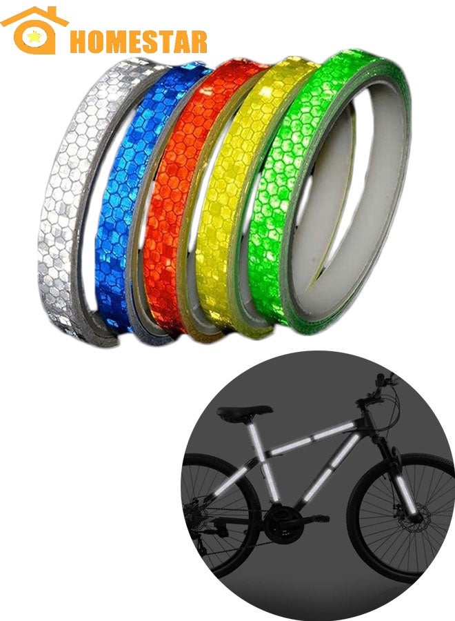 HOMESTAR Reflective Tapes 5 Colors, Safety Reflective Warning Stickers, Waterproof Outdoor Bicycle Rim Reflector Tape, Thin Reflective Sticker Rolls for Bikes, Bicycles, Motorcycle Decoration - Image 1