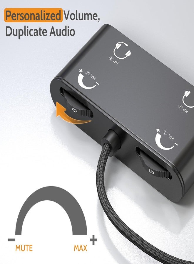 Cubilux Headphone Splitter with Volume Control, 3.5mm Dual Earphones Connector, 1/8 Double Audio Jack Adapter for 2 People, Music Share Adapter for Plane, Train Travel - Image 3