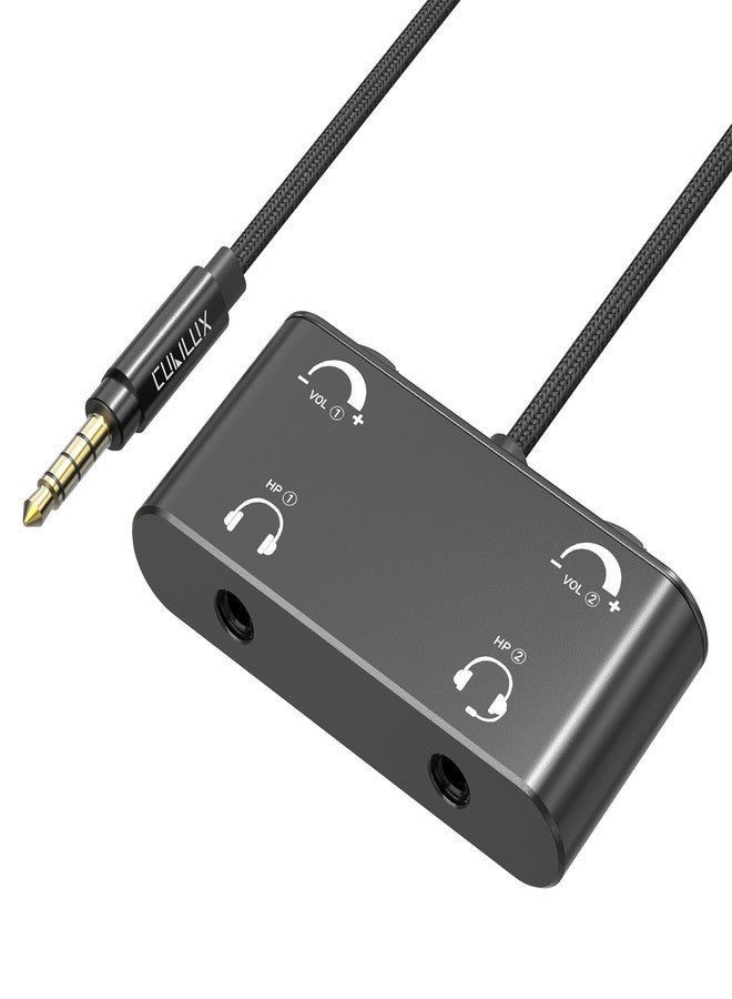 Cubilux Headphone Splitter with Volume Control, 3.5mm Dual Earphones Connector, 1/8 Double Audio Jack Adapter for 2 People, Music Share Adapter for Plane, Train Travel - Image 1
