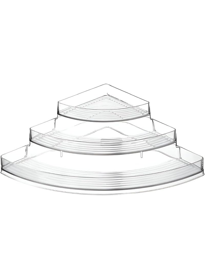 Acrylic Corner Shelf - Chic 3-Tier Organizer for Jars, Spices, Perfumes, and Makeup. Large Size, High-Quality Imported Product for Storing Cosmetics & Cooking Supplies