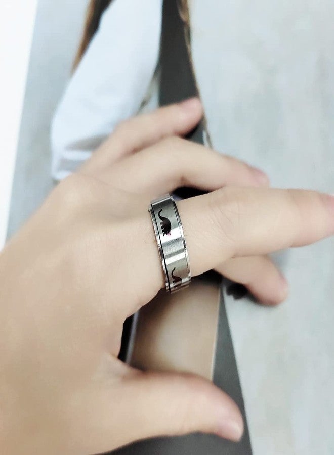 OIDIMS خواتم سبينر ديناصورات بانك للنساء والرجال، مصنوعة من الفولاذ المقاوم للصدأ المضاد للحساسية، لتخفيف التوتر والقلق، ديناصورات من العصر الجوراسي تدور بحرية، سوار مريح للارتداء، هدية مجوهرات لعيد الميلاد (6) - Image 2