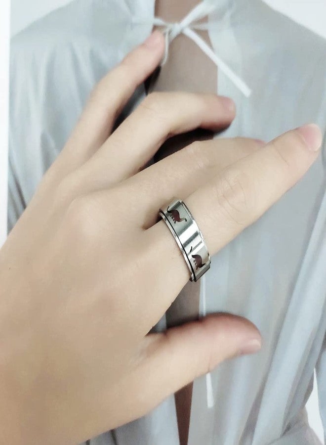 OIDIMS خواتم سبينر ديناصورات بانك للنساء والرجال، مصنوعة من الفولاذ المقاوم للصدأ المضاد للحساسية، لتخفيف التوتر والقلق، ديناصورات من العصر الجوراسي تدور بحرية، سوار مريح للارتداء، هدية مجوهرات لعيد الميلاد (6) - Image 3