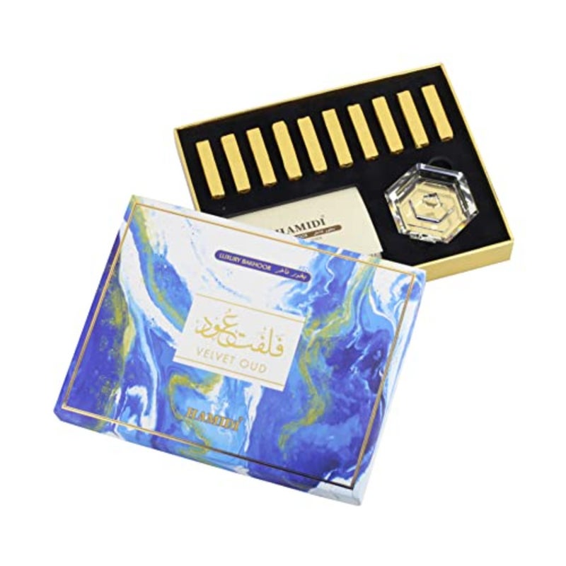 Luxury Fresh Fruits Velvet Oud Bakhoor Sticks With Crystal Incense Burner Pack Of 10, Long Lasting, Solid Perfumes, Home Decoration, Relax feeling, Refreshing, Use Every where, Indoor and Outsoor - Image 1