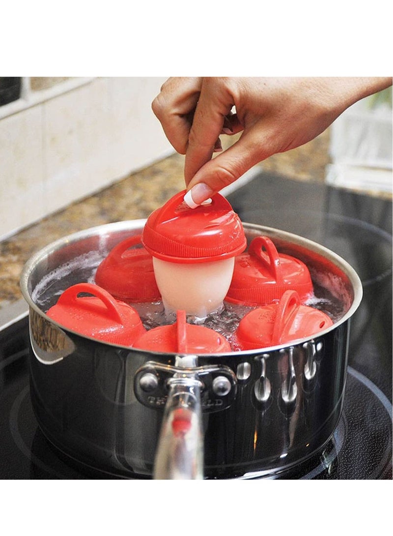 Excefore مجموعة غلاية البيض 6 قطع جهاز طبخ البيض غلاية بيض بدون قشرة كوب بيض سيليكون صغير محمول كأس طبخ البيض السريع أدوات مطبخ مطبوخة للإفطار - Image 4