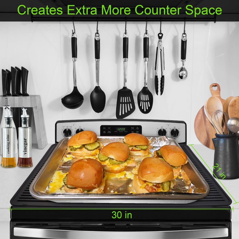 KindGa Stove Cover - Stove Top Covers for Electric Stove - More Thick - 30 x 21 Inch Stove Guard Stove Top Protector, Silicone Stovetop Cover Cooktop Mat for Kitchen Glass Stove Top -Black - Image 5