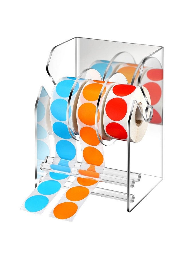 Geosar 1 Pc Adjustable Label Dispenser 3 Disks Sticker Roll Holder Sticker Dispenser Clear Label Roll Holder Acrylic Tape Dispenser Sticker Holder Organizer Label Stand For Office Home Desktop - Image 1