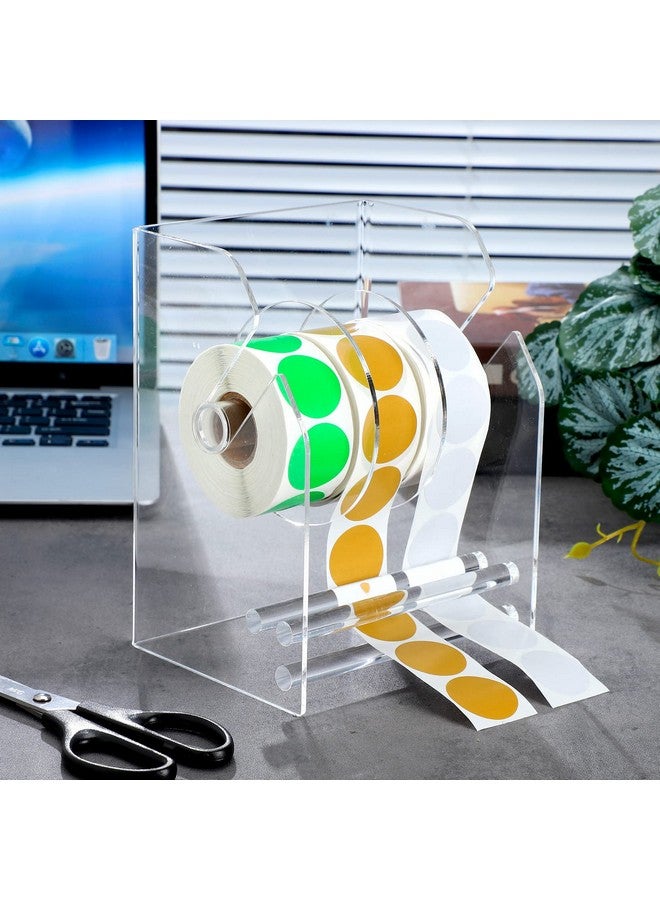 Geosar 1 Pc Adjustable Label Dispenser 3 Disks Sticker Roll Holder Sticker Dispenser Clear Label Roll Holder Acrylic Tape Dispenser Sticker Holder Organizer Label Stand For Office Home Desktop - Image 2