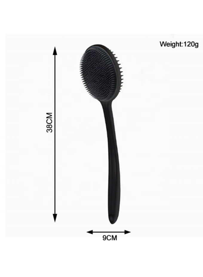 Back Scrubber Body 2 PACK Brush for Shower, Soft Silicone Bath Body Brush with Long Handle Double Sided Brush for Men Women Shower Exfoliating and Massage Black - Image 2