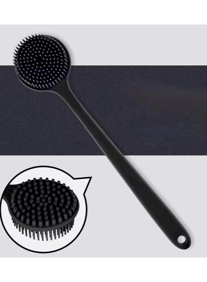Back Scrubber Body 2 PACK Brush for Shower, Soft Silicone Bath Body Brush with Long Handle Double Sided Brush for Men Women Shower Exfoliating and Massage Black - Image 5