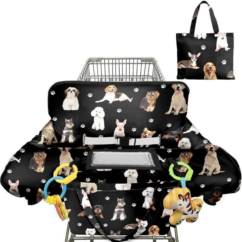 Polovillae Shopping Cart Cover for Baby 2-in-1 High Chair Cover with Safety Harness Multifunctional Grey Pattern Cart Covers for Babies Soft Padded Grocery Cart Cover for Baby Boy Girl - Image 1
