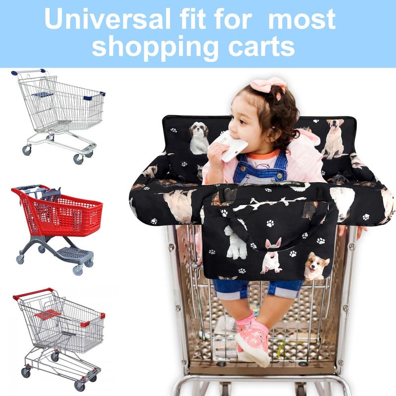 Polovillae Shopping Cart Cover for Baby 2-in-1 High Chair Cover with Safety Harness Multifunctional Grey Pattern Cart Covers for Babies Soft Padded Grocery Cart Cover for Baby Boy Girl - Image 5