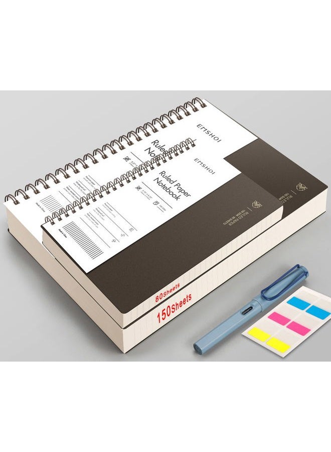 EMSHOI A4 Spiral Notebook Lined Journal, 11.2" X 8.27", 300 Pages/150 Sheets, 100gsm Thick Paper, Waterproof Softcover, Twin-Wire Binding, for School Work Writing Note Taking-Black - Image 5