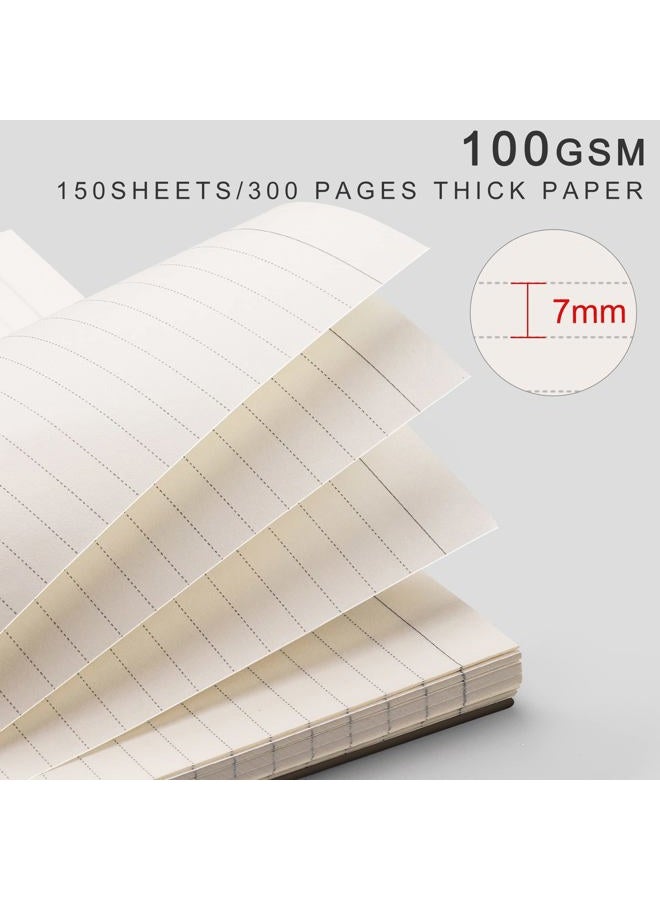 EMSHOI A4 Spiral Notebook Lined Journal, 11.2" X 8.27", 300 Pages/150 Sheets, 100gsm Thick Paper, Waterproof Softcover, Twin-Wire Binding, for School Work Writing Note Taking-Black - Image 3