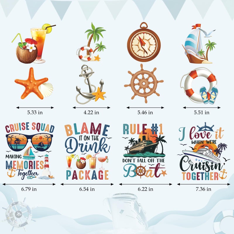 Dazoratix Cruise Door Decorations Magnetic - 12 Pcs Retro Ship Cabin Anchor Magnets Funny Sea Navigation Stickers Stateroom Fridge Refrigerator Decals for Summer Carnival Party Accessories Car Decor - Image 2