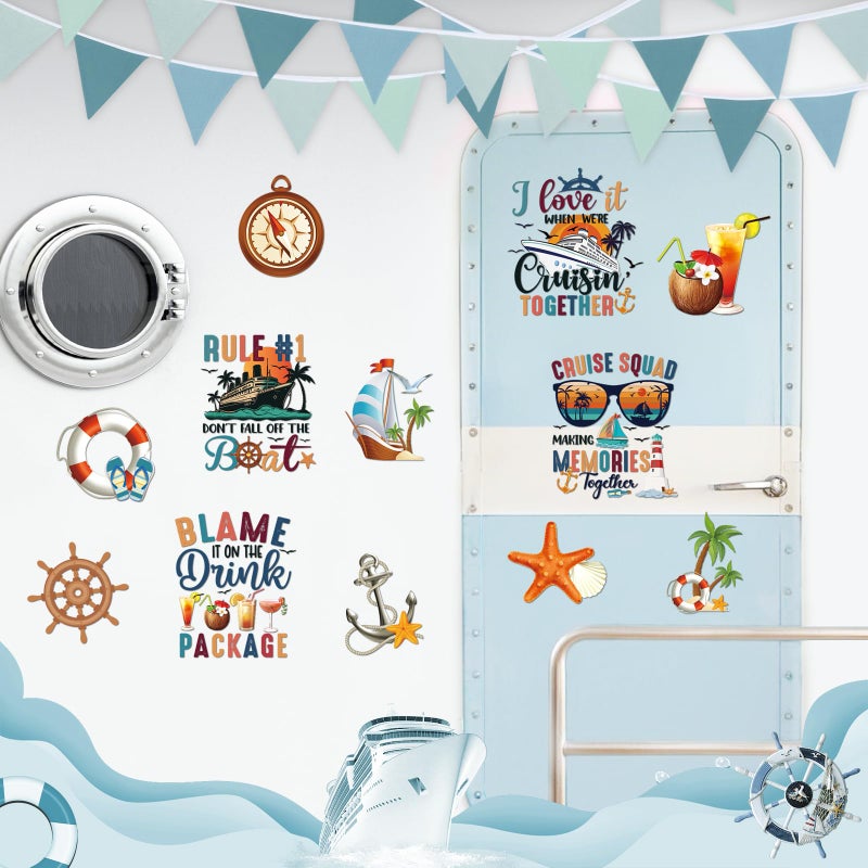 Dazoratix Cruise Door Decorations Magnetic - 12 Pcs Retro Ship Cabin Anchor Magnets Funny Sea Navigation Stickers Stateroom Fridge Refrigerator Decals for Summer Carnival Party Accessories Car Decor - Image 5