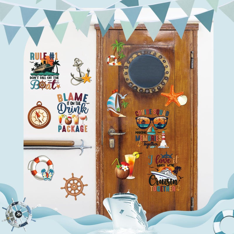 Dazoratix Cruise Door Decorations Magnetic - 12 Pcs Retro Ship Cabin Anchor Magnets Funny Sea Navigation Stickers Stateroom Fridge Refrigerator Decals for Summer Carnival Party Accessories Car Decor - Image 4