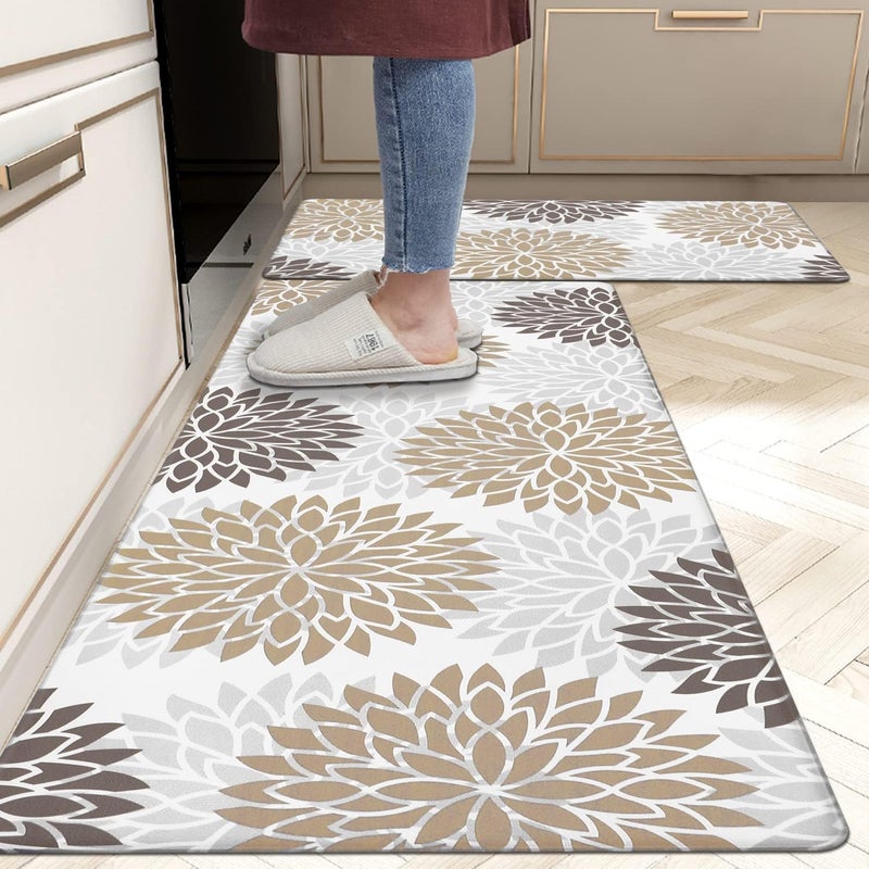 HEBE Anti Fatigue Kitchen Rug Sets 2 Piece Non Slip Kitchen Mats for Floor Cushioned Kitchen Rugs and Mats Waterproof Comfort Standing Mat Runner for KitchenHome OfficeSinkLaundry