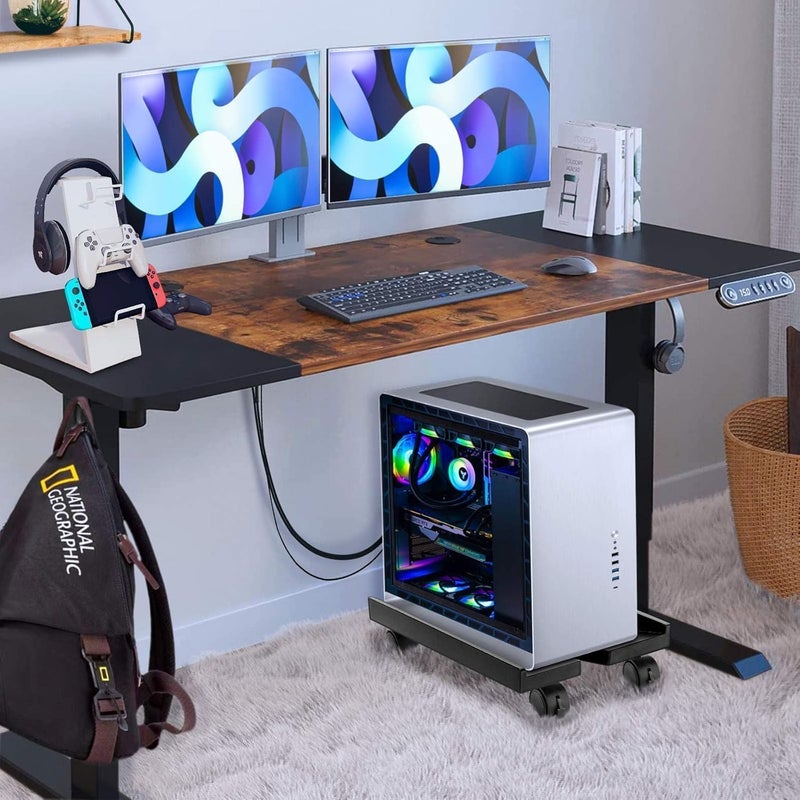 Hmseng Computer Tower Stand, Adjustable Mobile CPU Stand with 4 Rolling Caster Wheels, PC Tower Stand Fits Most PC Under Desk-White - Image 3