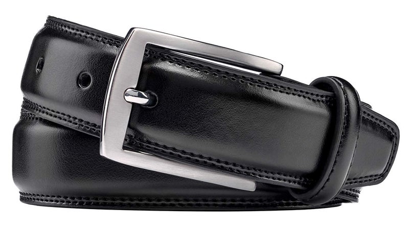 KM Legend mens Genuine Leather Dress - Classic & Fashion for Work Business and Casual Belt, Essential Black, 42 US - Image 2