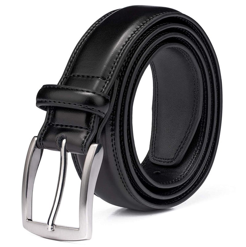KM Legend mens Genuine Leather Dress - Classic & Fashion for Work Business and Casual Belt, Essential Black, 42 US - Image 1