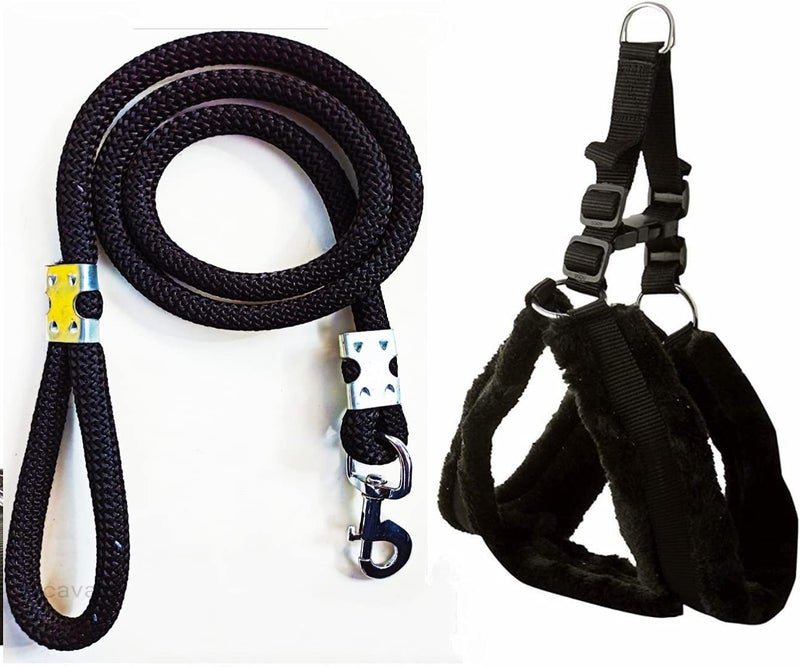 Agirav Dog Belt Combo of Nylon Fur Padded Dog Harness with Black Dog Lead Specially for Medium Breeds Dog Harness (Pack of 1) - Image 3